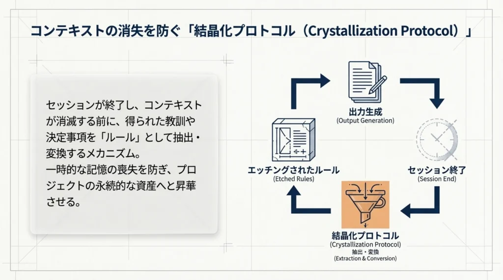 コンテキストの消失を防ぐ「結晶化プロトコル（Crystallization Protocol）」